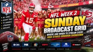 NFL Week 2 Sunday Broadcast Grid: Where and When to Stream Every High-Stakes Gridiron Showdown 7 NFL Week 2 Sunday Broadcast Grid: Where and When to Stream Every High-Stakes Gridiron Showdown